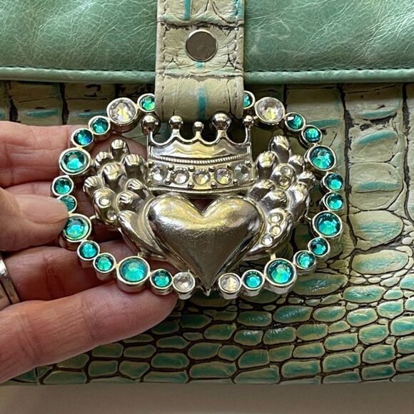 Michelle Monroe RARE Croc Embossed Clutch with Chain Shoulder Strap - Picture 3 of 13